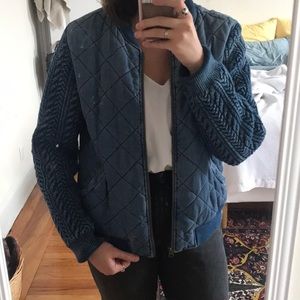 Quilted Denim/Chambray Bomber Jacket